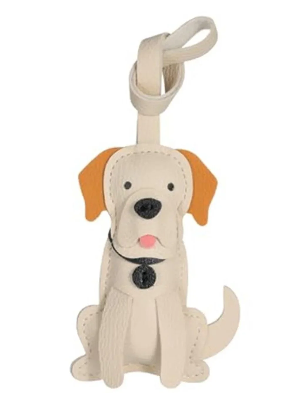 White Brown Dog Bag Charm Keychain Cute Purse Handbag Accessory
